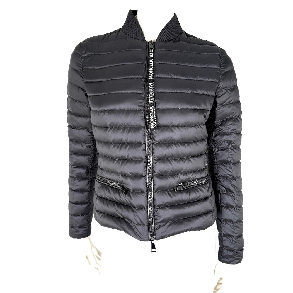 MONCLER Blenca Black Longue Saison Nylon Zip Goose Down Jacket 1 Small